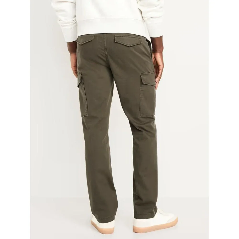 Old Navy Straight Refined Tailored Cargo Pants Mens 34x30 Green Stretch NEW